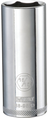 DeWALT DWMT88952OSP Drive Socket, 15/16 in Socket, 1/2 in Drive, 6-Point, Vanadium Steel, Polished Chrome